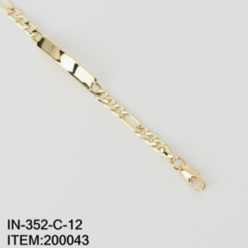 Pulsera de Placa para Niño 4-7 Años en Oro Laminado 14K Medida 12cm de Largo y Placa 0.5cm de Ancho